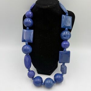 Vintage Blue Plastic Statement Necklace